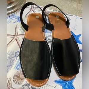 Black Leather Women's Sandals